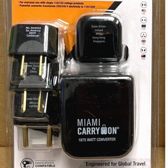 Miami CarryOn Step-down Travel Voltage Converter and Adapter Kit with Pouch *NEW - Picture 2 of 8